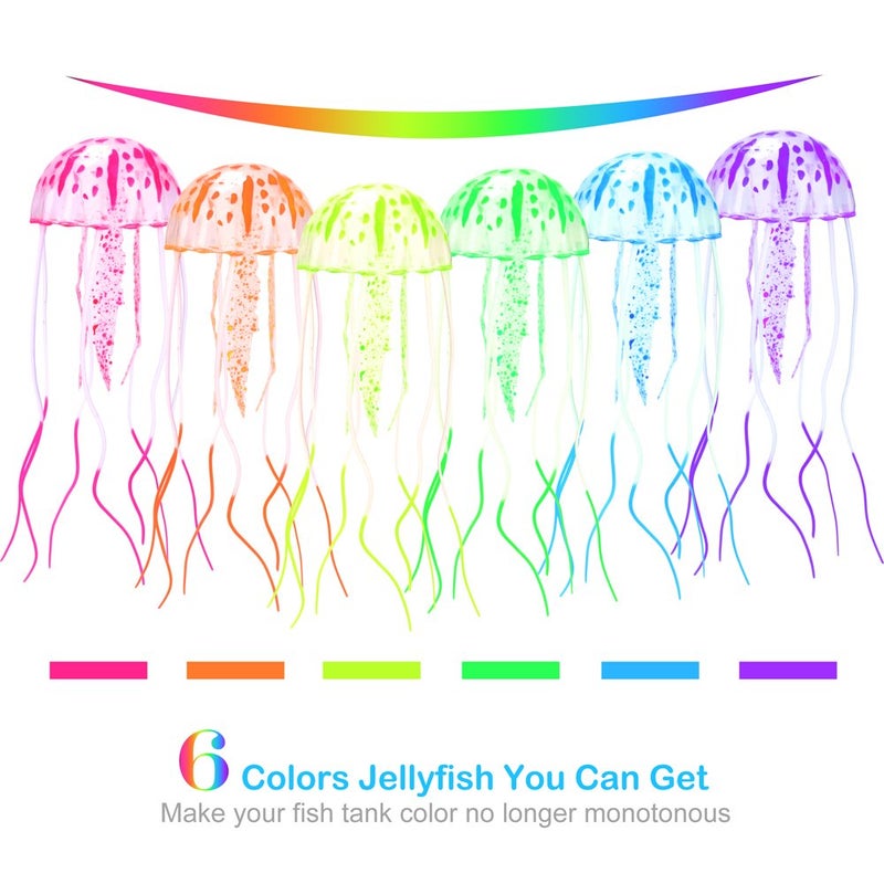 DaToo Aquarium Artificial Glowing Jellyfish Fish Tank Ornament Aquarium Silicone Decoration, 6 Pack, 1 Yr Warranty - Image 3